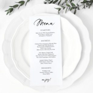 Menu de mariage moderne amusant écriture manuscrit