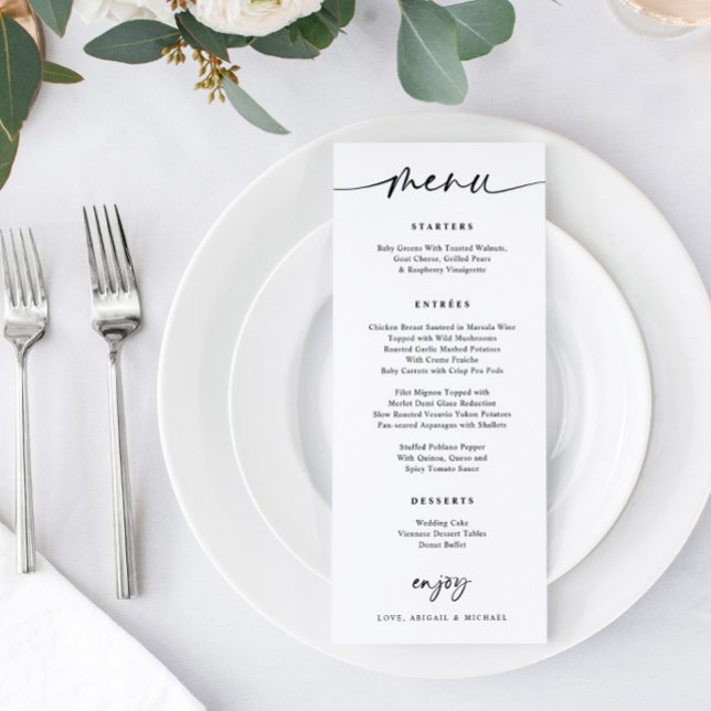 Menu de mariage moderne amusant écriture manuscrit (Créateur téléchargé)
