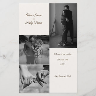 Menu de mariage moderne avec collage de photos