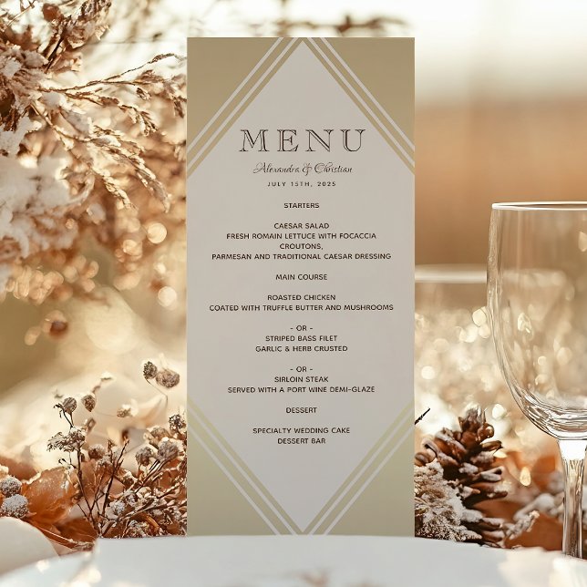Menu de mariage moderne avec feuille d'or (Créateur téléchargé)
