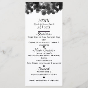 Menu de mariage moderne avec points de caviar noir