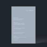 Menu de mariage moderne bleu poussiéreux élégant<br><div class="desc">Menu de mariage moderne avec un design simple mais élégant.</div>