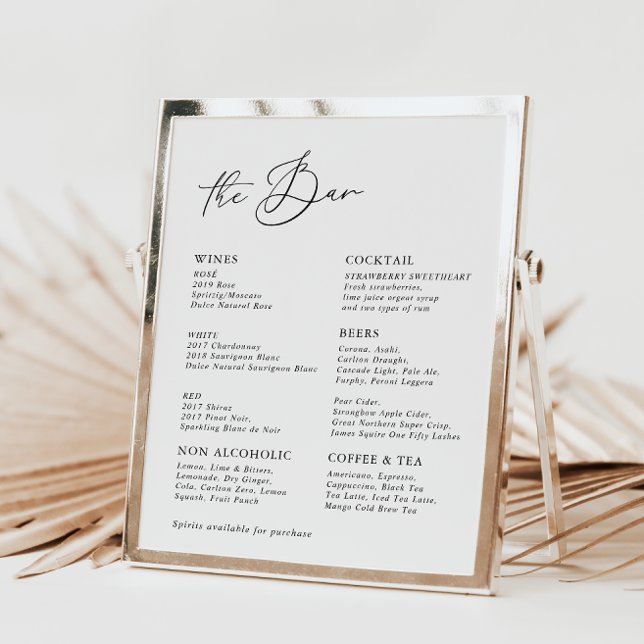 Menu de mariage moderne calligraphié blanc (Créateur téléchargé)
