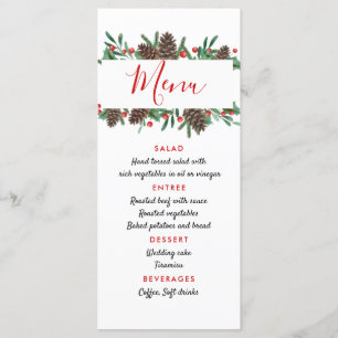Menu de mariage moderne de Noël à la baie rouge de