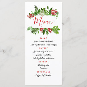 Menu de mariage moderne de Noël aux baies rouges d