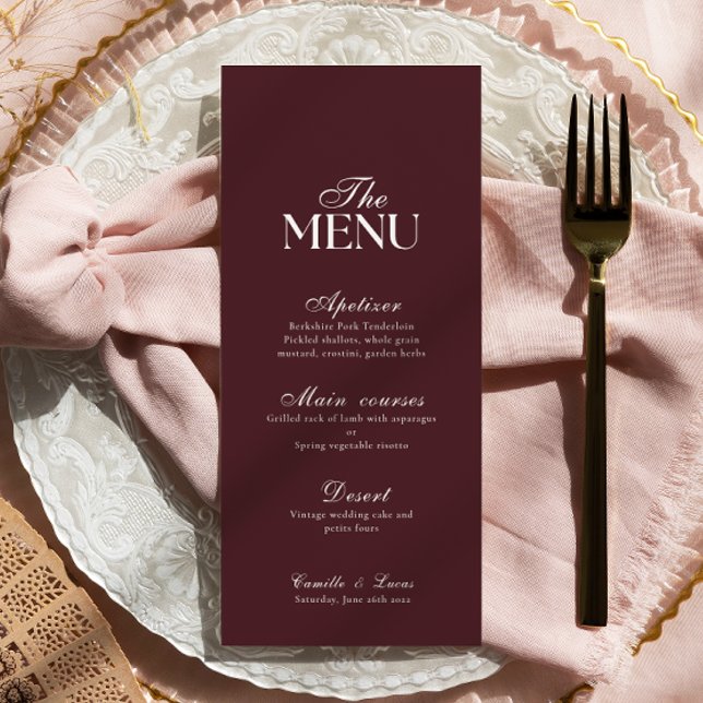 Menu de mariage moderne en Bourgogne (Créateur téléchargé)