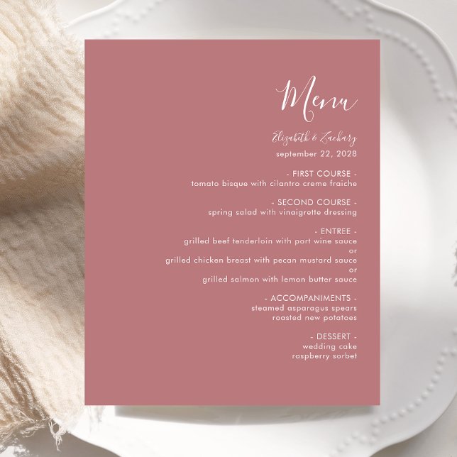 Menu de mariage moderne et économique Rose Poussié (Créateur téléchargé)