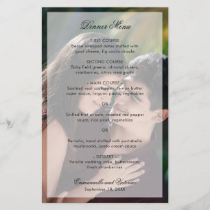 Menu de mariage moderne et élégant avec photo