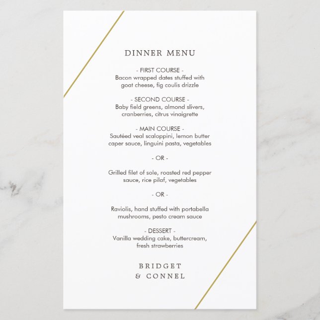 Menu de mariage moderne géométrique de Bridget (Devant)