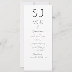 Menu de mariage moderne minimaliste Logo cœur de m
