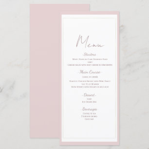Menu de mariage moderne minimaliste rose huître et