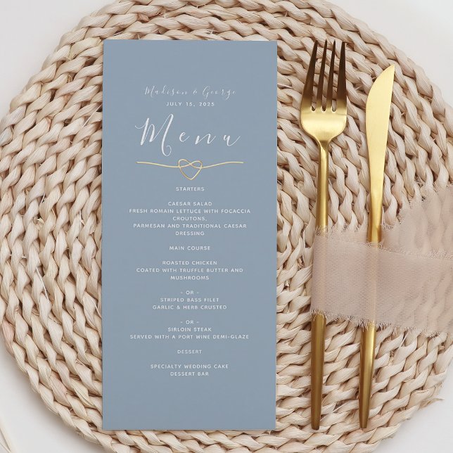 Menu de mariage moderne poussiéreux bleu (Créateur téléchargé)