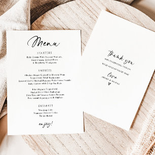 Menu de mariage moderne simple écriture manuscrite