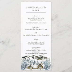 Menu de mariage montagnard hivernal rustique