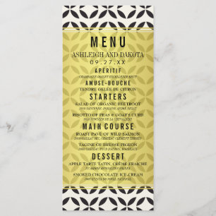 Menu de mariage   Motif géométrique noir et crème