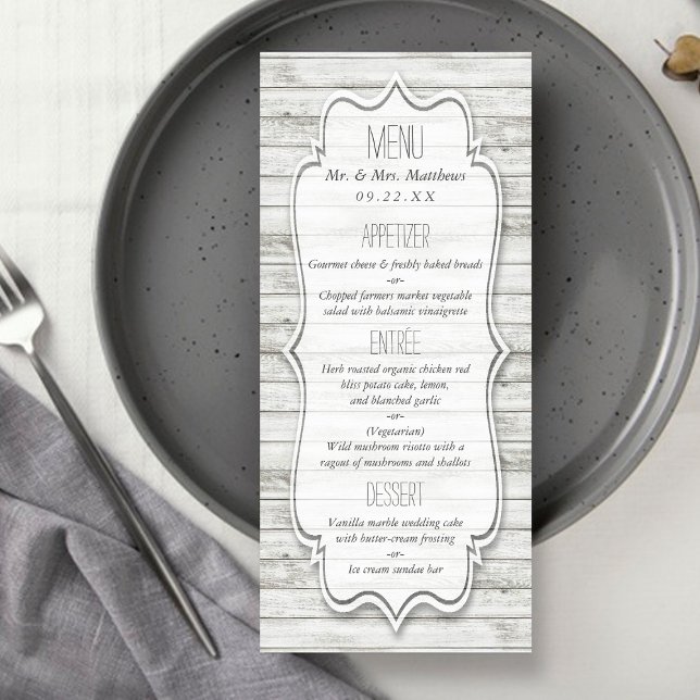 Menu de mariage Nautical Whitewashed Wood Beach (Créateur téléchargé)