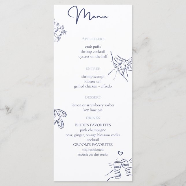 Menu de mariage nautique (Devant)