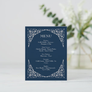 Menu de mariage Navy et Argent Sérénité de Minuit