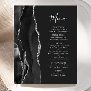 Menu de mariage noir argenté agate sombre Budget