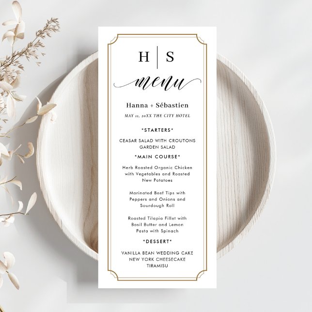 Menu de mariage noir et blanc (Créateur téléchargé)