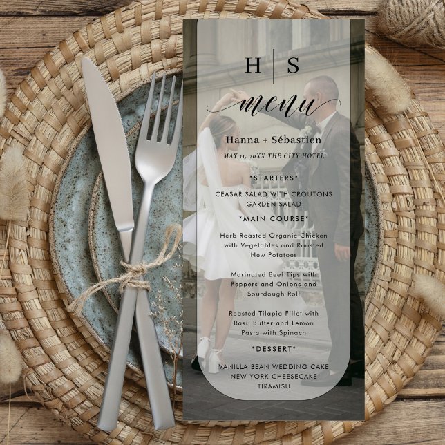 Menu de mariage noir et blanc photo (Créateur téléchargé)