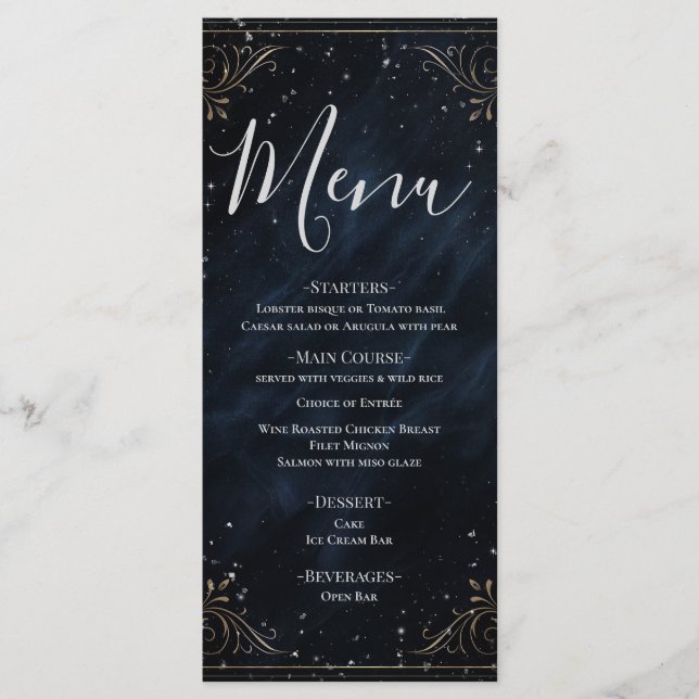 Menu de mariage Obsidienne Oracle Midnight Eleganc (Devant)