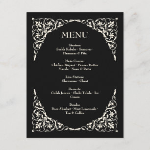Menu de mariage Onyx Grace noir et ivoire