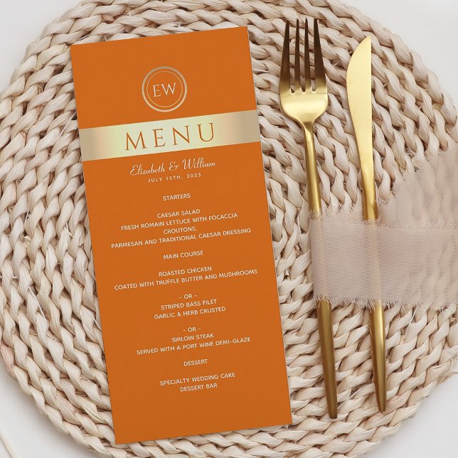 Menu de mariage orange moderne (Créateur téléchargé)