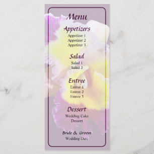 Menu de mariage orchidée Cattleya jaune et magenta