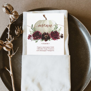 Menu de mariage ou de baby shower d'automne avec c
