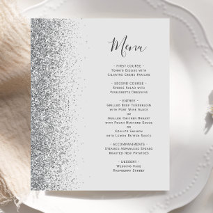 Menu de mariage pailleté argent gris pâle budgétai