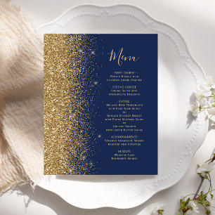 Menu de mariage pailleté or bleu marine économique