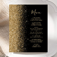 Menu de mariage paillettes noir or budget