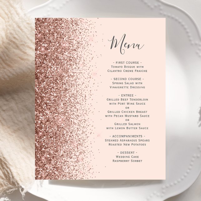 Menu de mariage paillettes rose gold Budget (Créateur téléchargé)