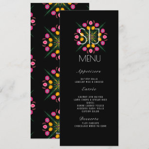 Menu de mariage papillons floraux mexicains à l'au