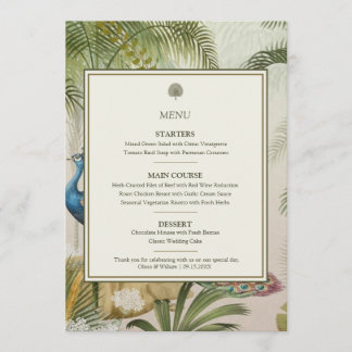 Menu de mariage Peacock Palm