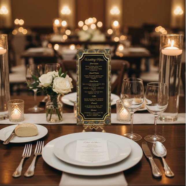 Menu de mariage personnalisé Art Déco de style bro (Créateur téléchargé)