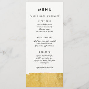 Menu de mariage personnalisé Gold Brush Stroke