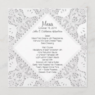Menu de mariage personnalisé White Doily Look