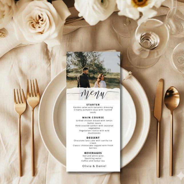 Menu de mariage photo élégant avec écriture modern (Créateur téléchargé)