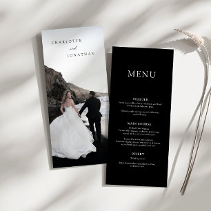 Menu de Mariage photo moderne minimaliste noir