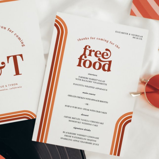 Menu de mariage | Rayures Rétro des Années Soixant (Créateur téléchargé)