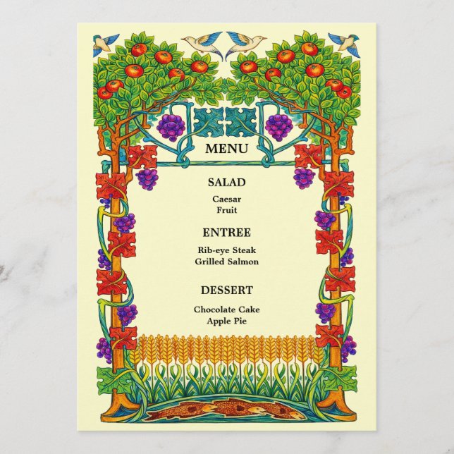 Menu de mariage rétro Art nouveau (Devant)