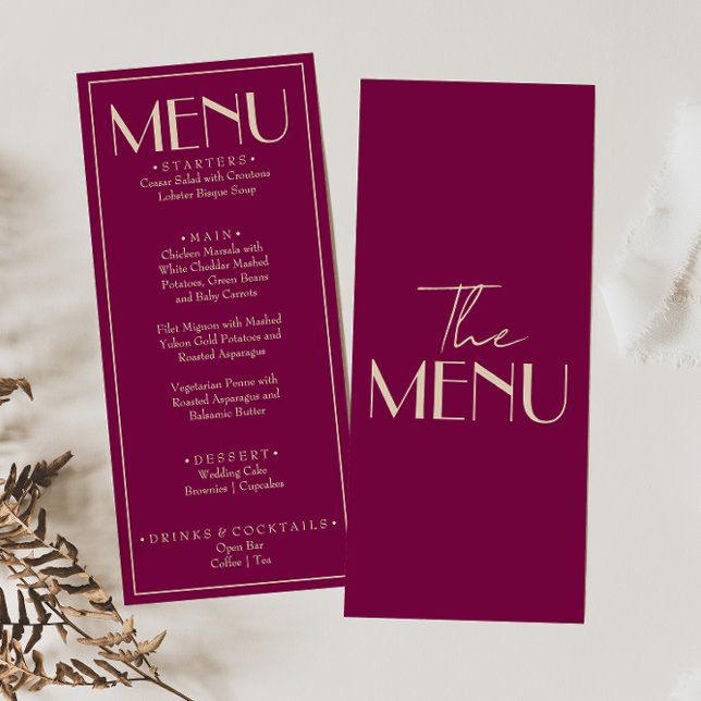 Menu de mariage rétro de luxe vin fin (Créateur téléchargé)