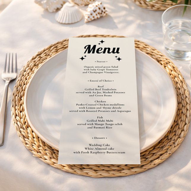 Menu de mariage rétro minimaliste (Créateur téléchargé)