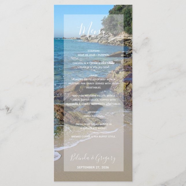 Menu de mariage Rocky Beach (Devant)