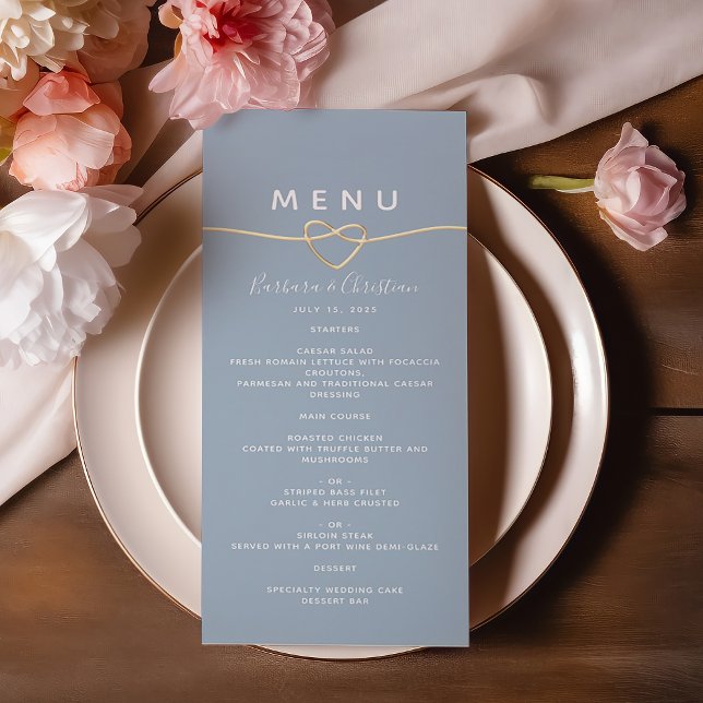 Menu de mariage romantique bleu poussiéreux (Créateur téléchargé)
