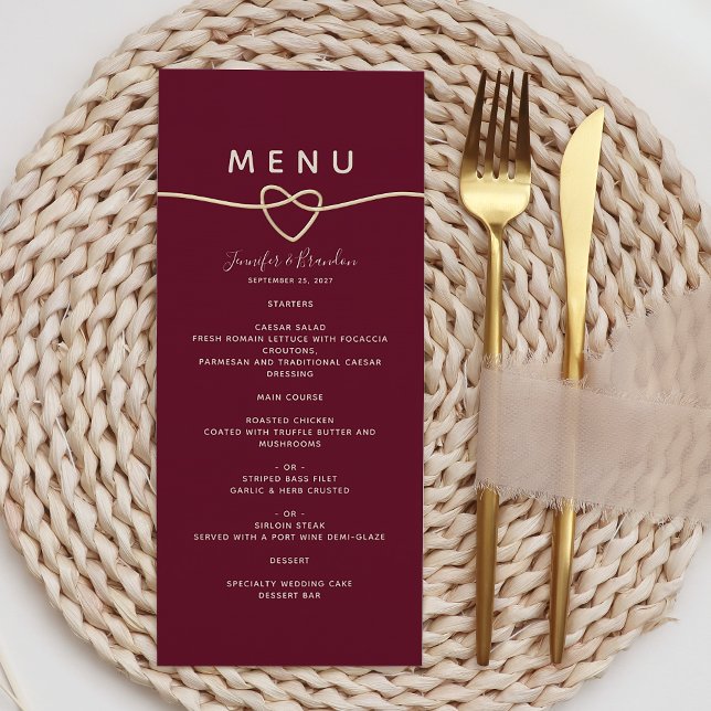 Menu de mariage romantique en burgundy (Créateur téléchargé)