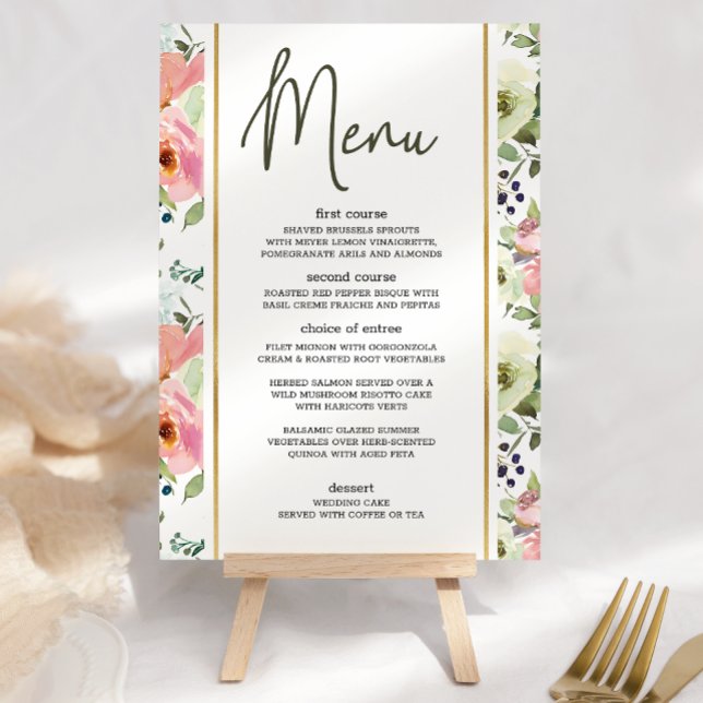 Menu de mariage romantique floral coquille d'oeuf  (Créateur téléchargé)