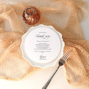 Menu de mariage rond et carte de remerciement